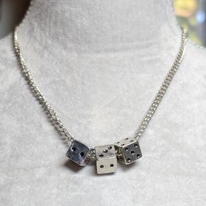 Silver Dice Pendant Necklace